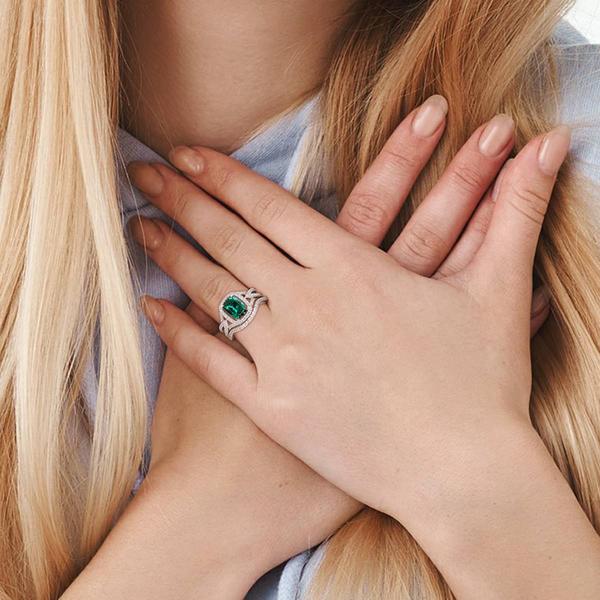 Gemstone Classics(tm) 10kt. White Gold Lab Created Emerald Ring alternate view