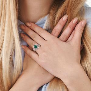 Gemstone Classics(tm) 10kt. White Gold Lab Created Emerald Ring alternate view