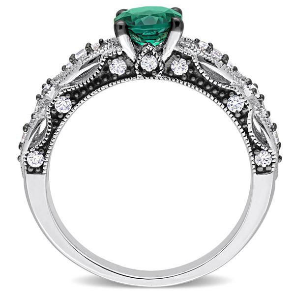 Gemstone Classics(tm) Lab Created Emerald & White Sapphire Ring alternate view