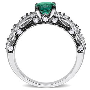 Gemstone Classics(tm) Lab Created Emerald & White Sapphire Ring alternate view