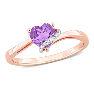 Gemstone Classics(tm) Rose Gold Plated Amethyst & Diamond Heart Ring
