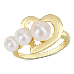 Gemstone Classics(tm) Yellow Plated Sterling Silver Pearl Ring