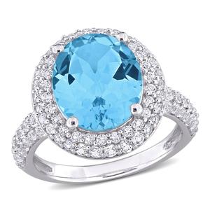Sophia B 7ctw. Blue Topaz & Sky White Topaz Gemstone Ring