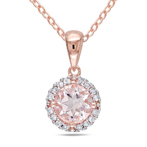 Gemstone Classics(tm) Halo Diamond Pendant Necklace