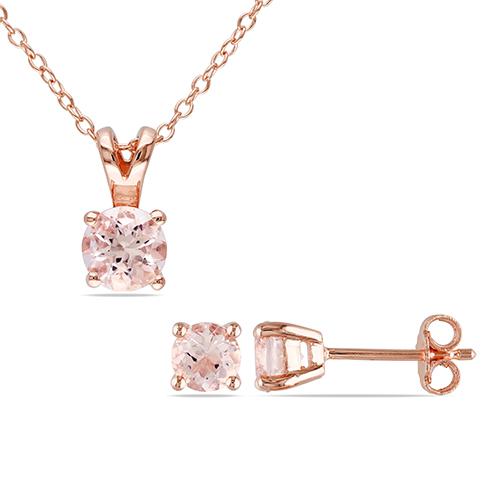 Gemstone Classics(tm) Morganite Earrings & Necklace Set