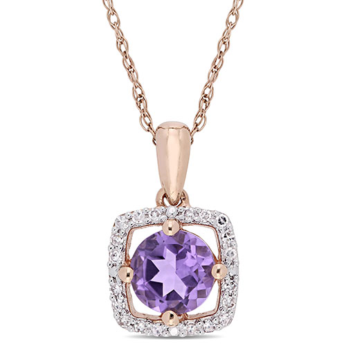 Gemstone Classics(tm) 10kt. Rose Gold & Amethyst Necklace