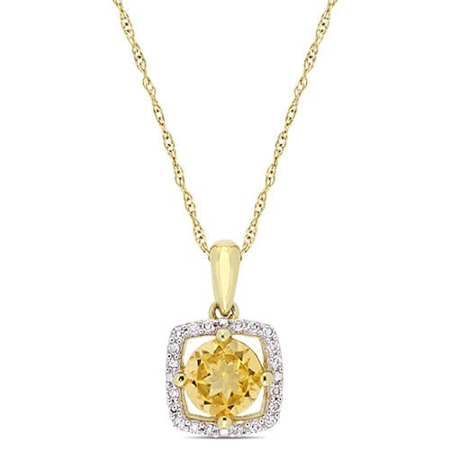 Gemstone Classics(tm) 10kt. Gold & Citrine Pendant Necklace