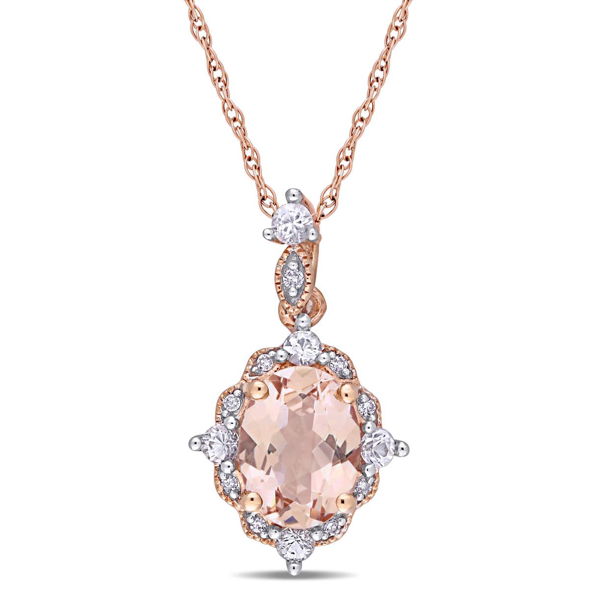 Gemstone Classics(tm) 10kt. Rose Gold Vintage Drop Necklace