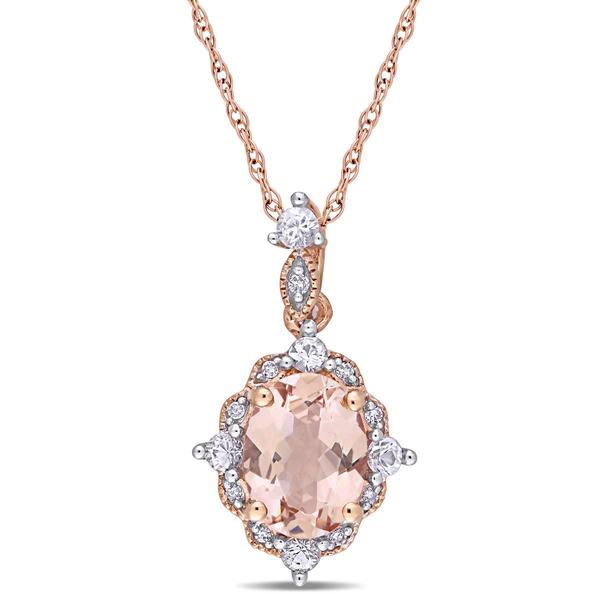Gemstone Classics(tm) 10kt. Rose Gold Vintage Drop Necklace