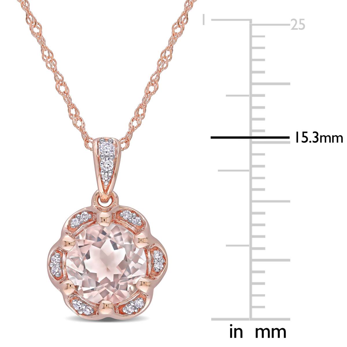 Gemstone Classics(tm) 14kt. Rose Gold Diamond Flower Necklace