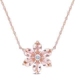 Gemstone Classics(tm) 10kt. Rose Gold Floral Chain Pendant