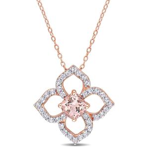 Gemstone Classics(tm) 18kt. Rose Gold Topaz Floral Pendant