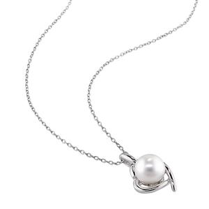 Gemstone Classics(tm) Pearl & Diamond Heart Pendant alternate view