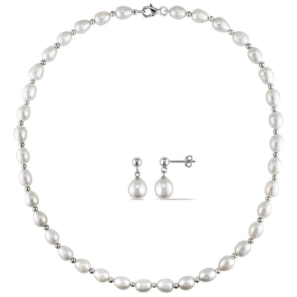 Gemstone Classics(tm) 2pc. Pearl Bead Necklace & Earrings