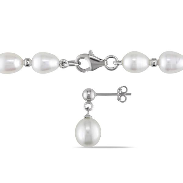 Gemstone Classics(tm) 2pc. Pearl Bead Necklace & Earrings alternate view