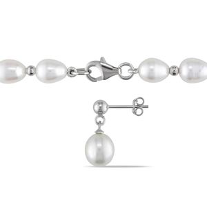 Gemstone Classics(tm) 2pc. Pearl Bead Necklace & Earrings alternate view