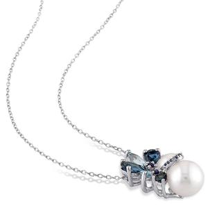 Gemstone Classics(tm) Sky Sapphire & Pearl Pendant alternate view