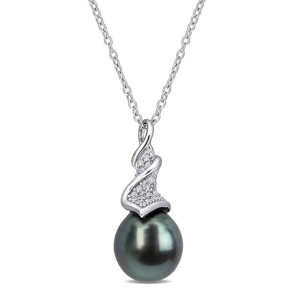 Gemstone Classics(tm) Black Tahitian Pearl Twist Drop Pendant