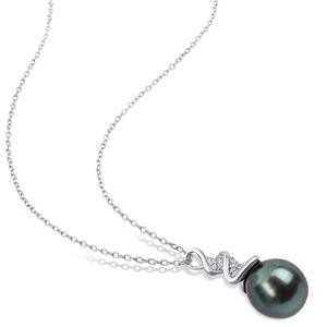 Gemstone Classics(tm) Black Tahitian Pearl Twist Drop Pendant alternate view