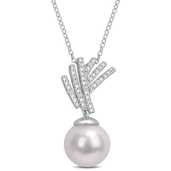 Gemstone Classics(tm) Pearl & Diamond Drop Pendant