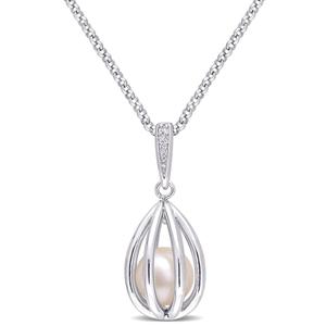 Gemstone Classics(tm) Pearl & Diamond Accent Necklace