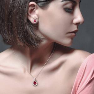 Gemstone Classics(tm) 4 7/8ctw. Created Ruby Teardrop Necklace Set alternate view