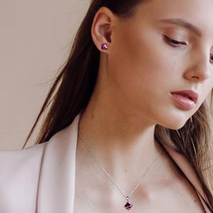 Gemstone Classics(tm) 4 3/8ctw. Created Ruby Square Necklace Set alternate view