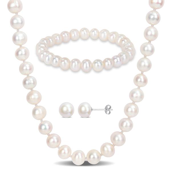 Gemstone Classics(tm) Freshwater Cultured Pearl 3pc. Necklace Set