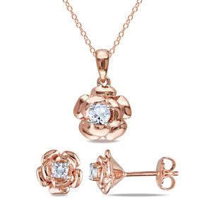 Gemstone Classics(tm) 0.32kt. Created Sapphire Floral Pendant Set