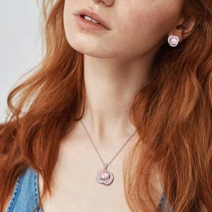 Gemstone Classics(tm) 2 1/3kt. CZ Halo Pearl Pendant Set alternate view