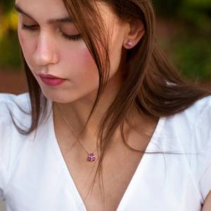 Gemstone Classics(tm) 3.375kt. Created Ruby 3-Stone Pendant Set alternate view