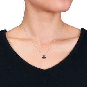 Gemstone Classics(tm) 3.375kt. Created Sapphire 3-Stone Pendant Set alternate view