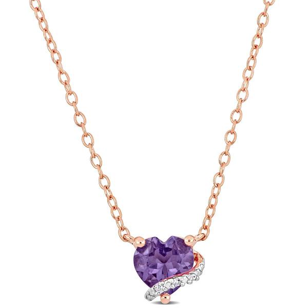Gemstone Classics(tm) Amethyst & Diamond Accent Heart Pendant