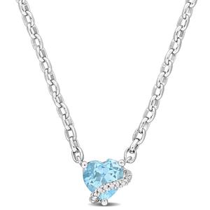 Gemstone Classics(tm) Sky Blue Topaz & Diamond Accent Heart Pendant