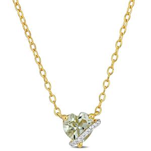 Gemstone Classics(tm) Gold Plated Green Quartz & Diamond Pendant