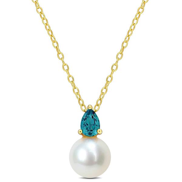Gemstone Classics(tm) Freshwater Pearl & Created Alexandrite Pendant