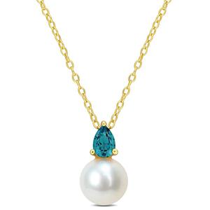 Gemstone Classics(tm) Freshwater Pearl & Created Alexandrite Pendant