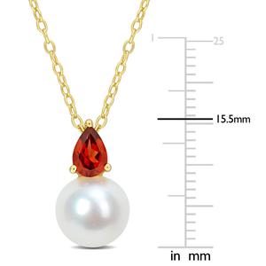 Gemstone Classics(tm) Freshwater Pearl & Garnet Pendant alternate view