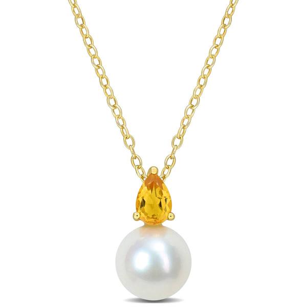 Gemstone Classics(tm) Freshwater Pearl & Citrine Pendant