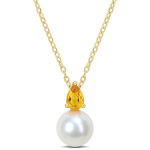 Gemstone Classics(tm) Freshwater Pearl & Citrine Pendant