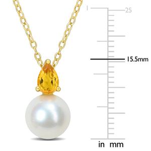Gemstone Classics(tm) Freshwater Pearl & Citrine Pendant alternate view