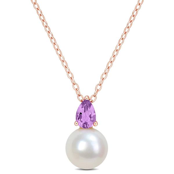 Gemstone Classics(tm) Freshwater Pearl & Amethyst Pendant
