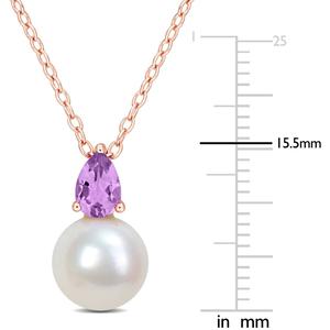 Gemstone Classics(tm) Freshwater Pearl & Amethyst Pendant alternate view