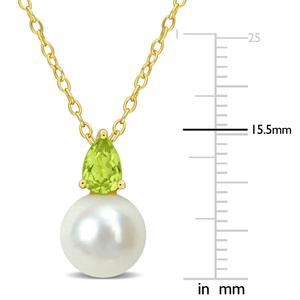 Gemstone Classics(tm) Freshwater Pearl & Peridot Pendant alternate view