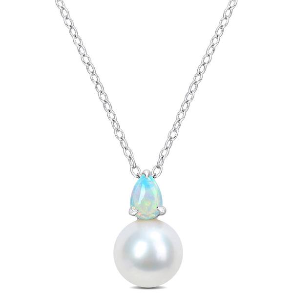Gemstone Classics(tm) Freshwater Pearl & Ethiopian Opal Pendants