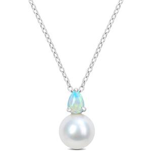 Gemstone Classics(tm) Freshwater Pearl & Ethiopian Opal Pendants