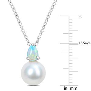 Gemstone Classics(tm) Freshwater Pearl & Ethiopian Opal Pendants alternate view