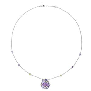 Sophia B Sterling Silver Multi-Gemstone Teardrop Pendant Necklace alternate view