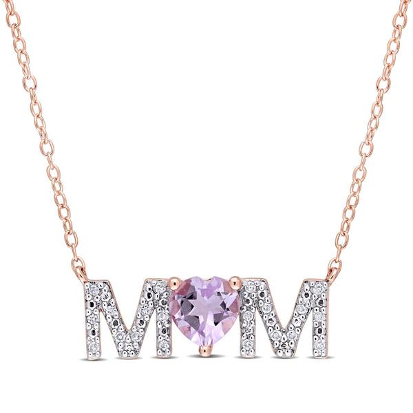 Sophia B 1/10ct. Diamond & Rose de France Mom Necklace