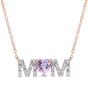 Sophia B 1/10ct. Diamond & Rose de France Mom Necklace